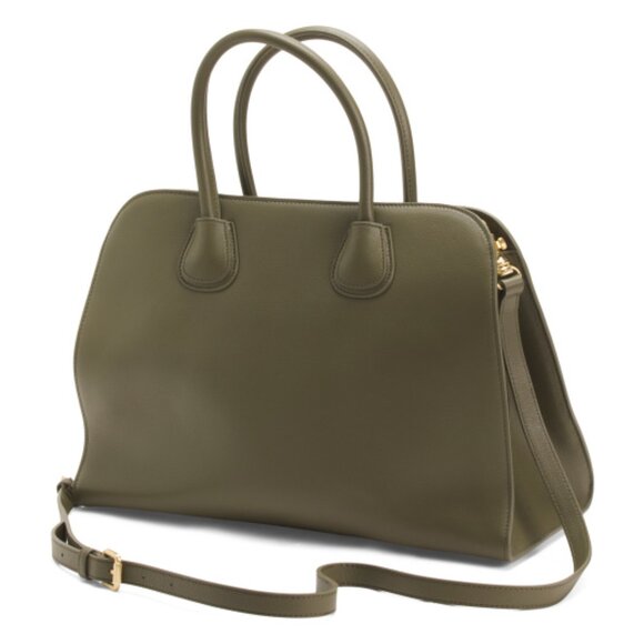 MONCRIEF LONDON Olive Leather Large Bowling Bag - Picture 4 of 5